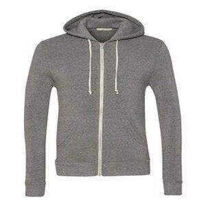 Hanes Brand Alternative Apparel Gray Mens 2XL Zip Sweat Jacket Hoodie